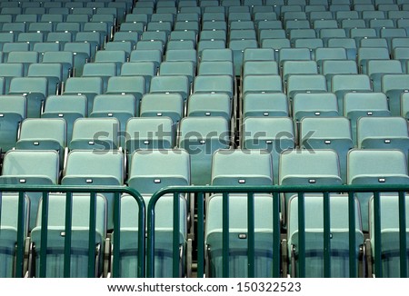 Empty rows of chairs, seats in the concert hall, in the sports hall