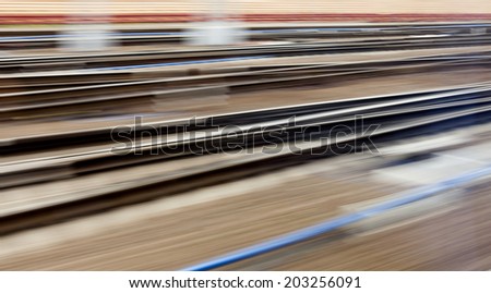 train fast run on railway track Modern train at the station