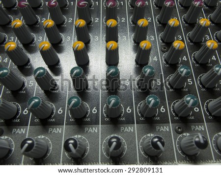 sound studio adjusting record equipment. \
\
switching and transmission of sound