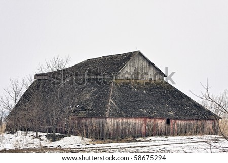 Old country barn in Winter