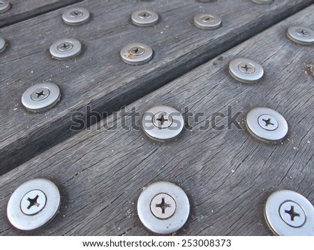 Closeup  of wood flooring with metal anti slip