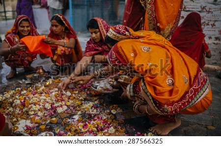 DESHNOKE-MARCH 04 :people preparing for religious celebration in Karni Mata temple on March 04, 2014 in Deshnoke,india