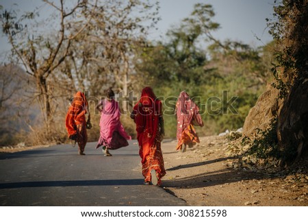UDAIPUR - MARCH 25 : women carrying in the field on March 25 , 2014 in Udaipur,India