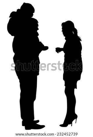 Families people with little child on white background