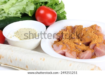 Arabian food ingredients on a white background