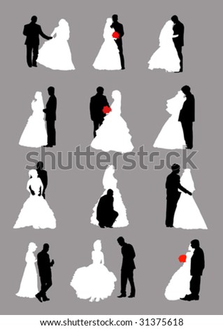 stock vector vector images of men and women in wedding dresses and suits