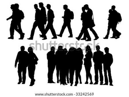people walking silhouette. people to walk. Silhouette