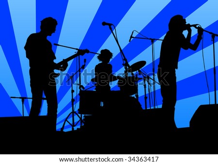 Drawing Musical Group In Concert Stock Photo 34363417 : Shutterstock