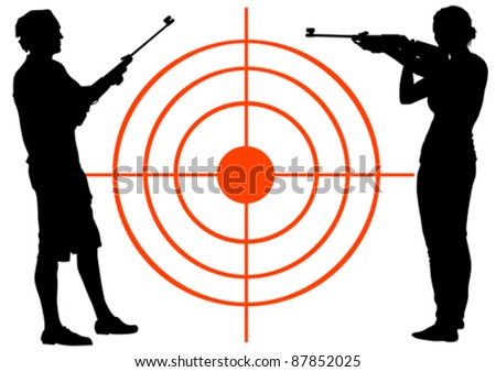 Vector Drawing Men And Women With Guns - 87852025 : Shutterstock