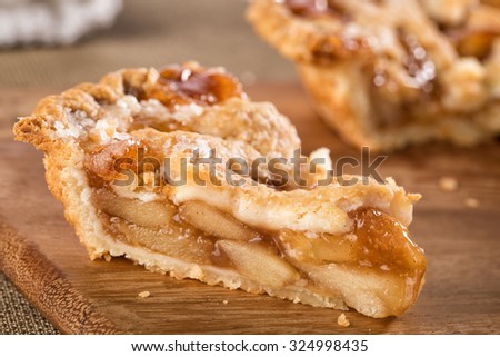 Slice of mouth watering rustic apple pie