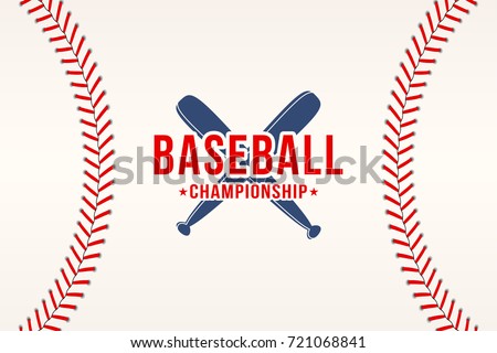 Baseball background. Baseball ball laces, stitches texture with bats. Sport club logo, poster design. Vector