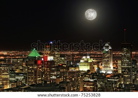 Montreal city at moonlight