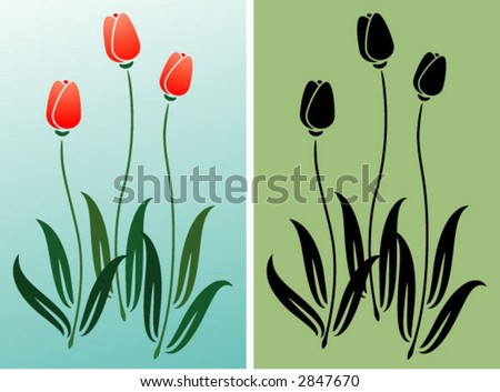 Group of tulips - colors can be changed - stock vector
