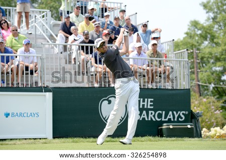 EDISON,NJ-AUGUST 30:Bryce Molder watches his shot from the !st Tee during the final round of the Barclays Tournament held at the Plainfield Country Club in Edison,NJ,August 30,2015.