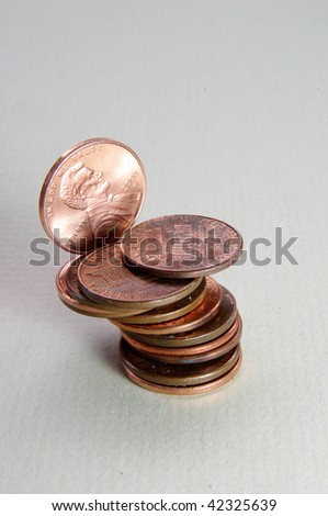 Stack of ordinary US pennies.