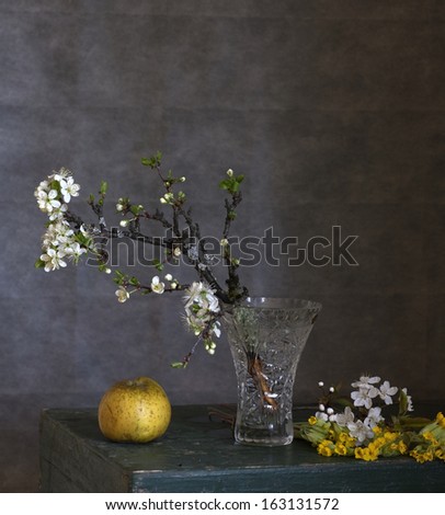 Spring flowering branches in a vase