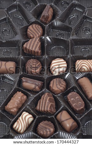 Box of chocolate truffles, close-up