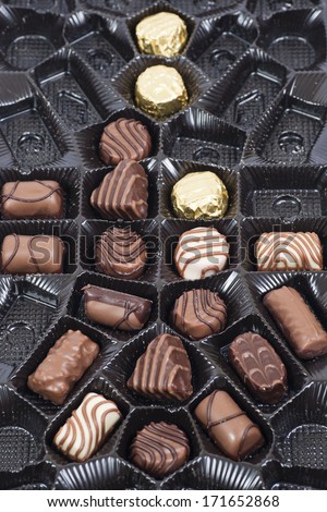 Box of chocolate truffles, close-up