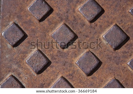 Close up of a rusting water meter cover