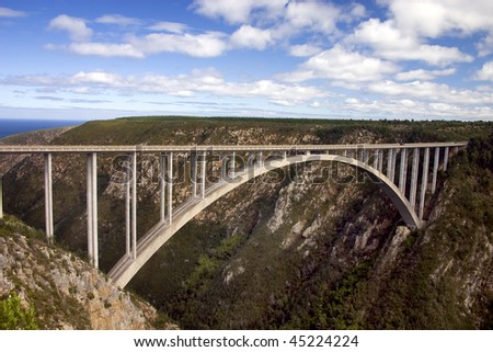 Bloukrans River Bridge on the Garden Route south africa.  A famous place to bungie jump