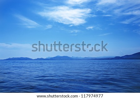 Summer landscape with sea and mountain range