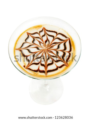 Coffee cocktail with syrup isolated on white