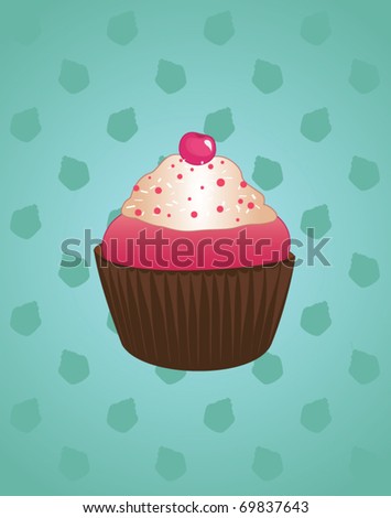stock vector cute cupcake on blue background