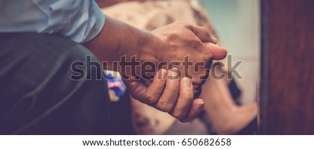 Close up prayer\'s hand pray in church, Pastor pray to God, with blank copy space