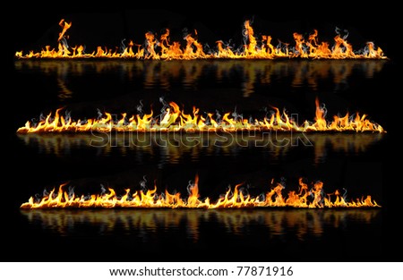 fire lines reflected in water