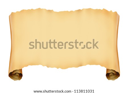 Vintage roll of parchment background - isolated on white