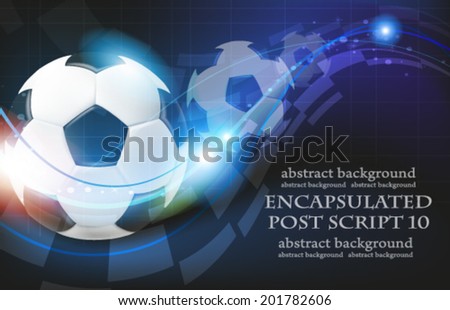 Shining soccer balls on abstract  blue background with lights and sparks.  Abstract soccer background.