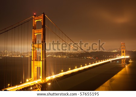 golden gate bridge at night. stock photo : Golden Gate