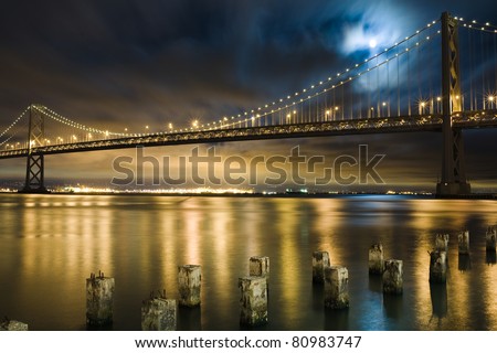 Bay Bridge, San Francisco under the moon light