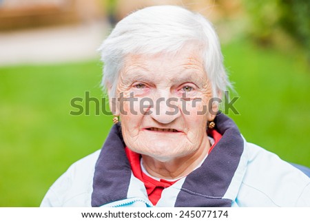 Portrait of the sweet smiling elderly grandmother