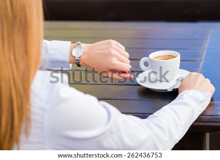 Photo of young woman waiting for someone