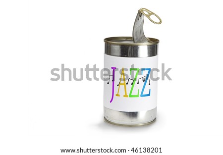 stock photo Musical Note Symbol a cross jazz on a can on a white 
