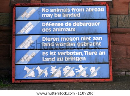 No Animals - Multi language sign