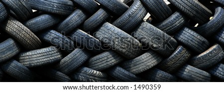 Tire wall, used tires outside speed shop