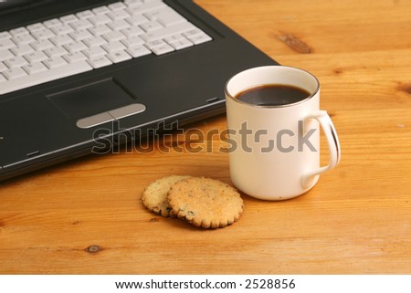 Coffee break with cookies  and cup