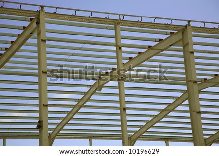steel frame of a large new factory unit under construction