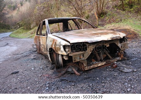 Burnt out car wreck