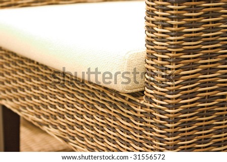 Close up of rattan furniture.