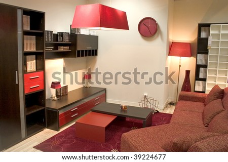 brown and red living rooms on Stylish Living Room In Red And Brown Colors  Stock Photo 39224677