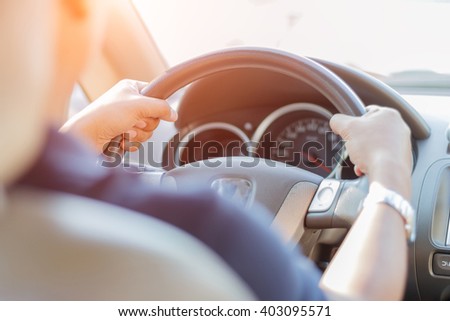 Man driving car