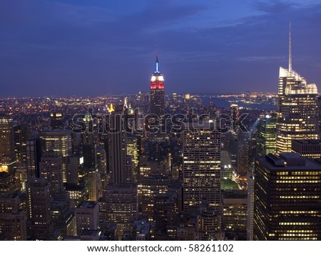 Awe inspiring skyline of midtown Manhattan including the Empire State Building
