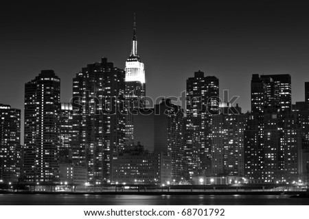 Concept black and white photo of midtown Manhattan