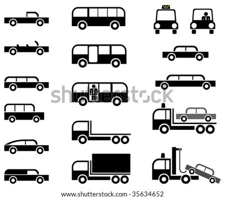  Body Part on Different Types Of Car Body   Stylized Vector Pictograms  Cars  Trucks
