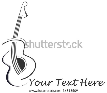 stock vector Stylized abstract guitar tattoo black image on white 