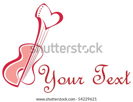 stock vector : Stylized vector image of guitar with heart.