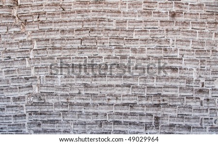 Wall made of salt bricks in the bolivia salt flats